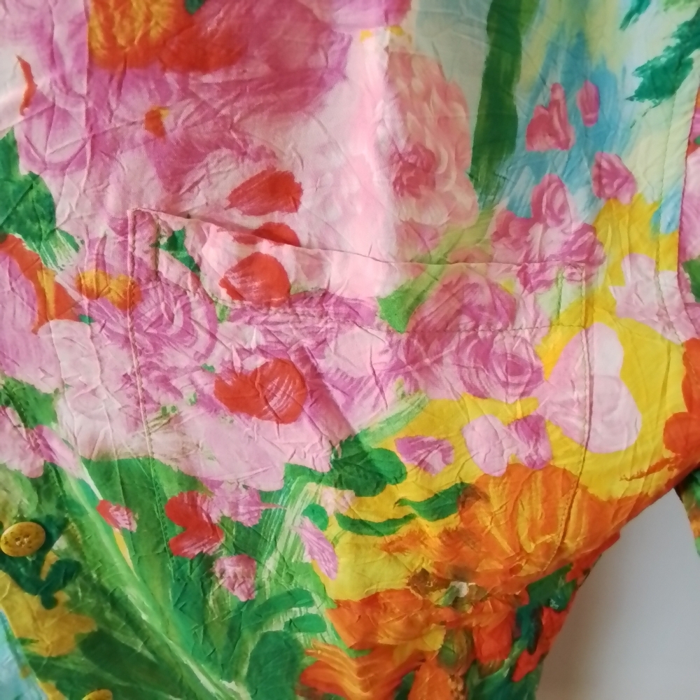 Vintage Jams World Retro Rayon Bouquet Burst SS Button Down Shirt - M - Picture 4 of 13